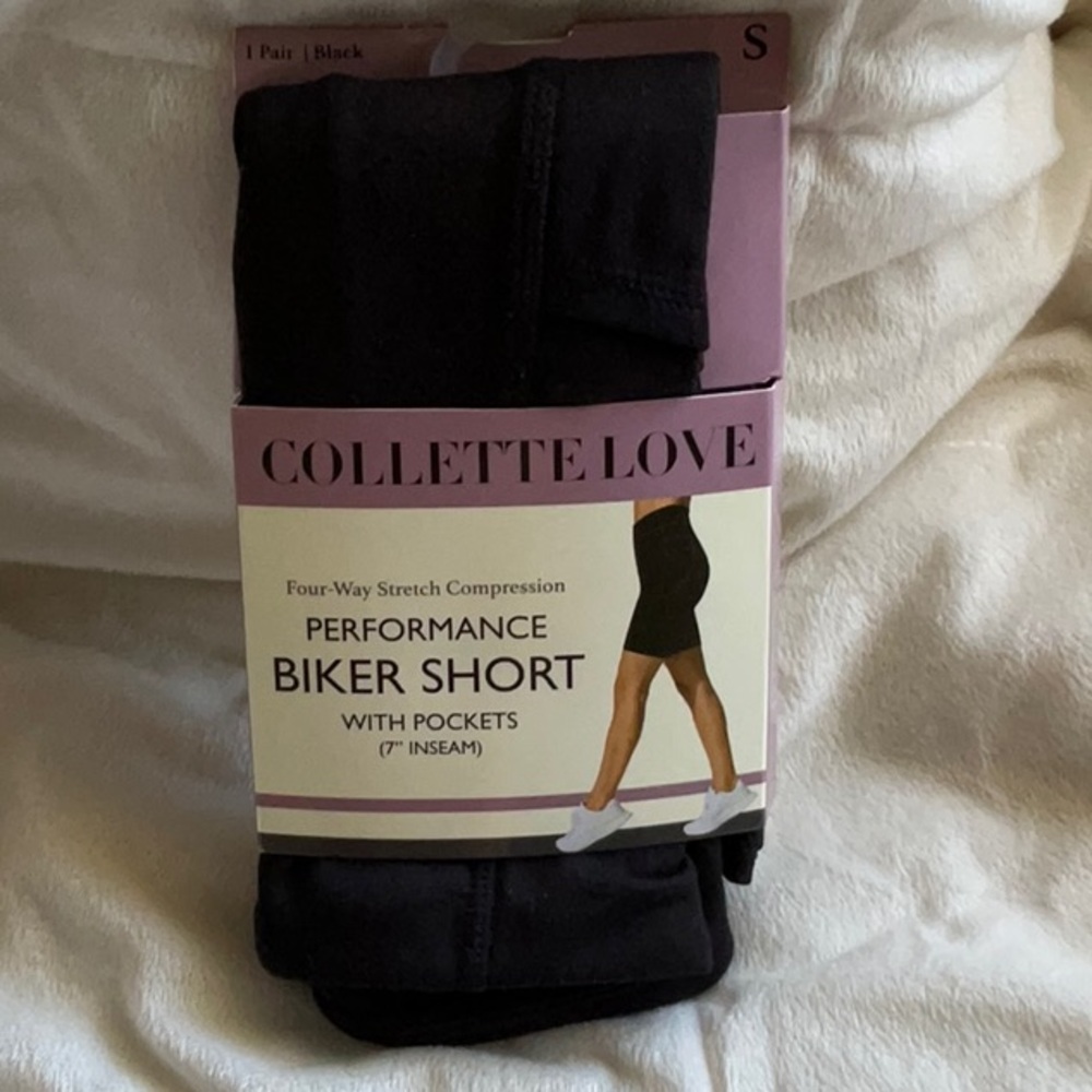 Collette Love Four-Way Stretch Performance Biker Short w/Pockets Black Sz Small